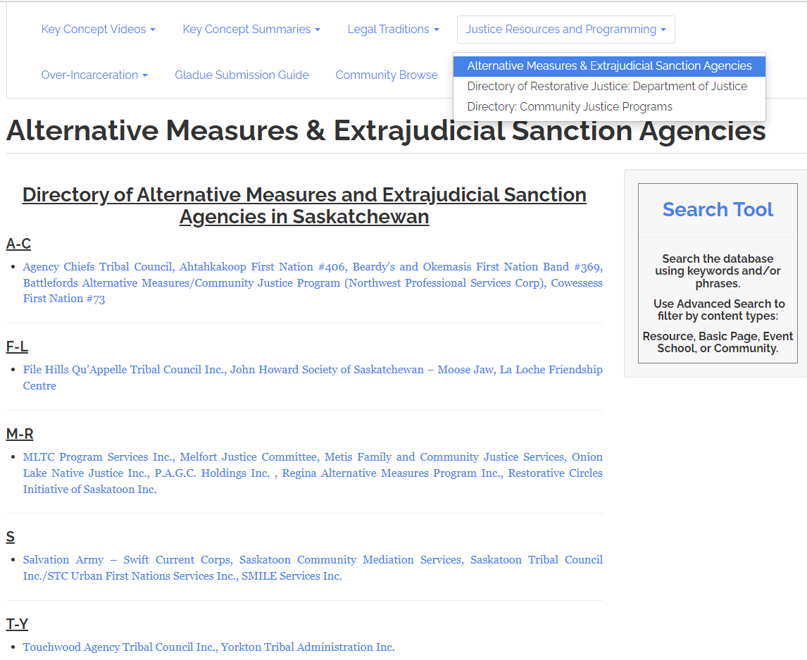 Alternative Measures Agencies in Saskatchewan 