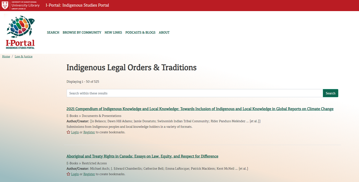 Indigenous Studies Portal - Legal Orders and Traditions 