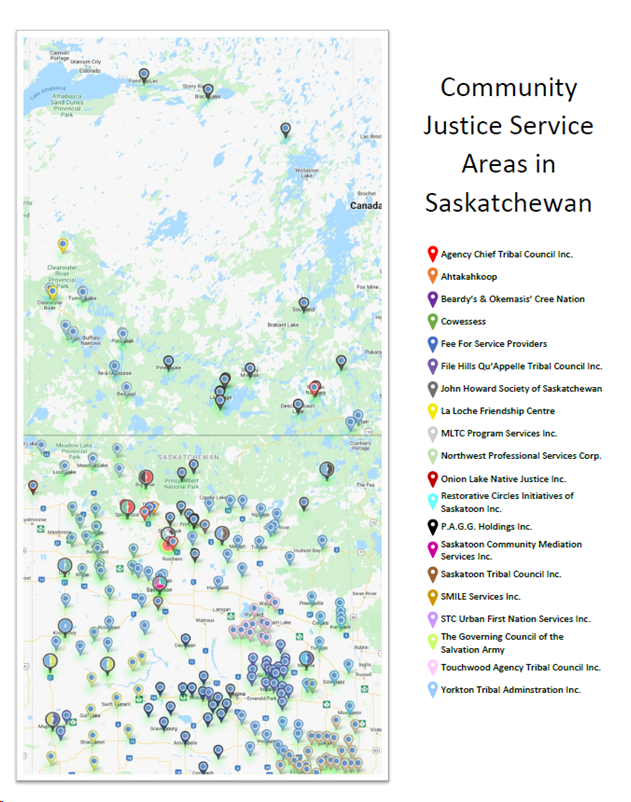 Community Justice Services Areas in Saskatchewan