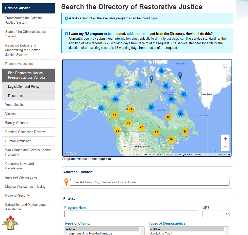 Directory of Justice Map 