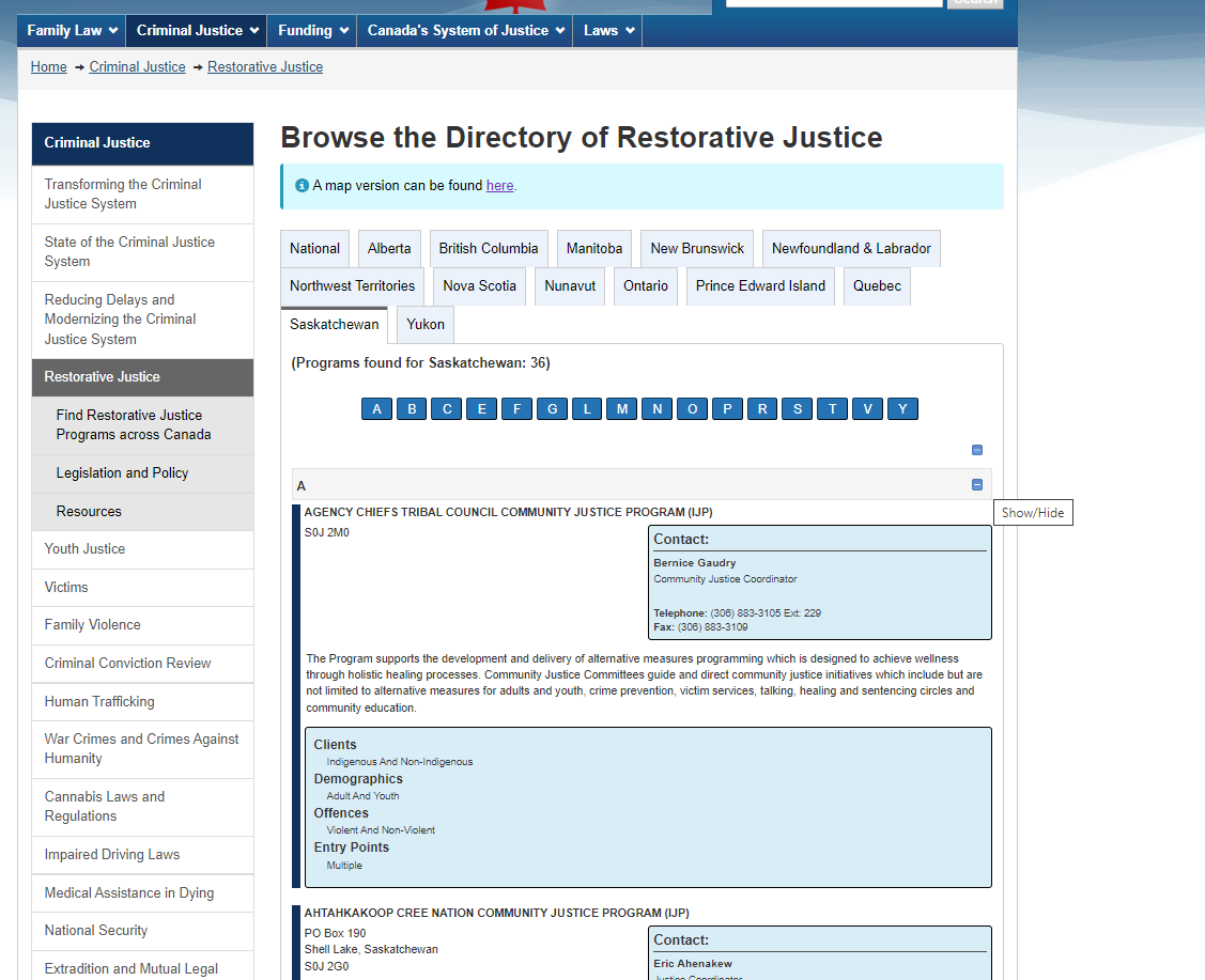Directory of Justice Browse